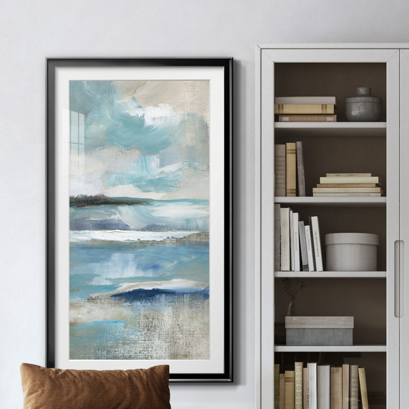 Distant Drama I - peinture encadrée, Noir, H 14,5 po x l 26,5 po x P 1,5 po