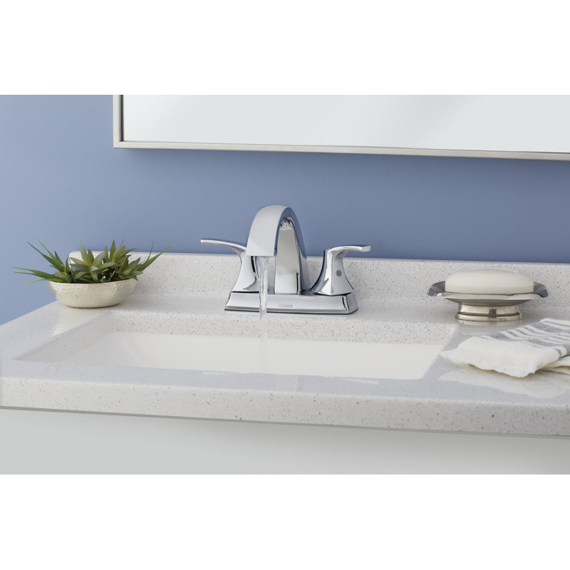 Robinet de salle de bain central avec drain Vaughn, Chrome