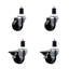 Ensemble de roulettes extensibles pivotantes en caoutchouc souple de 3 pouces 1-1 / 2 pouces 2 freins SCC