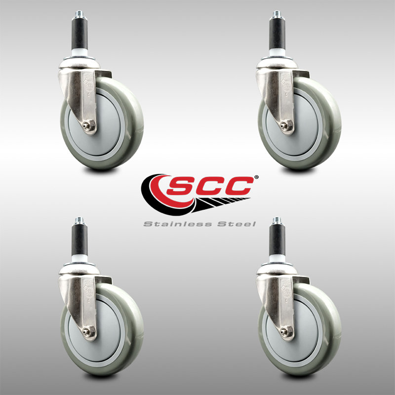 Roulettes pivotantes, H 5 po x l 5 po, gris