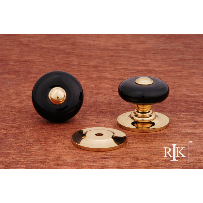 CK Series Diameter Mushroom Knob, 1.25" H x 1.25" W x 1.38" D, Black / Polished Brass