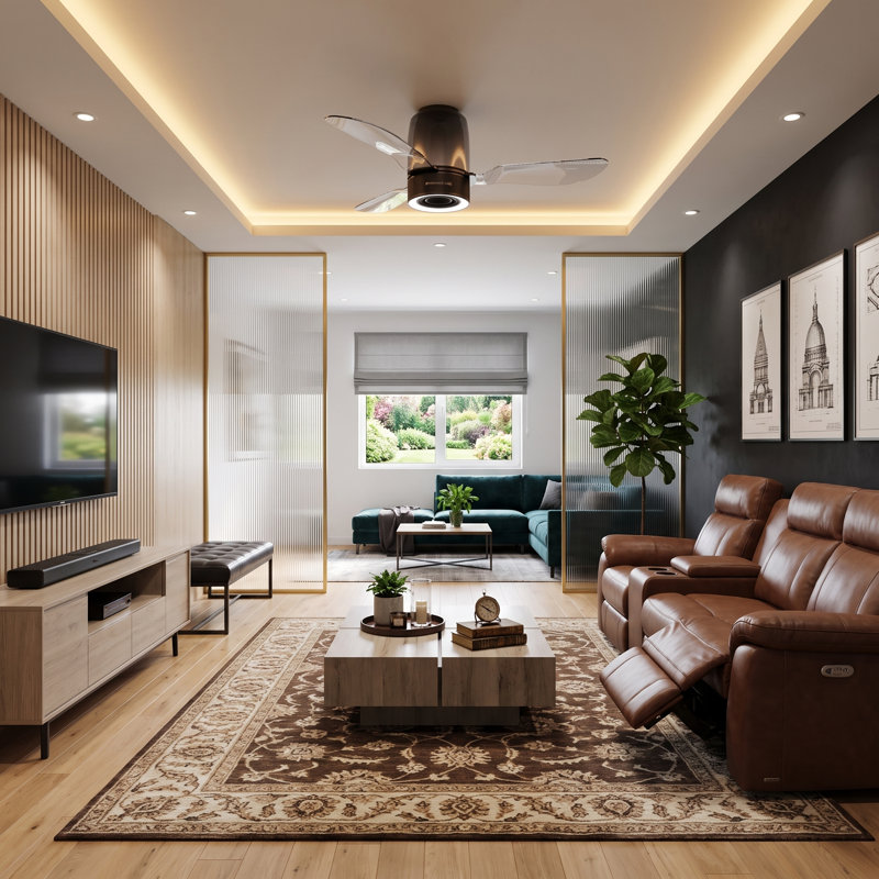 Ventilateur de plafond AirFi One 48 po avec haut-parleur Hi-Fi intelligent, éclairage DEL, télécommande, application et commande vocale ; système audio co-conçu avec Jamo.