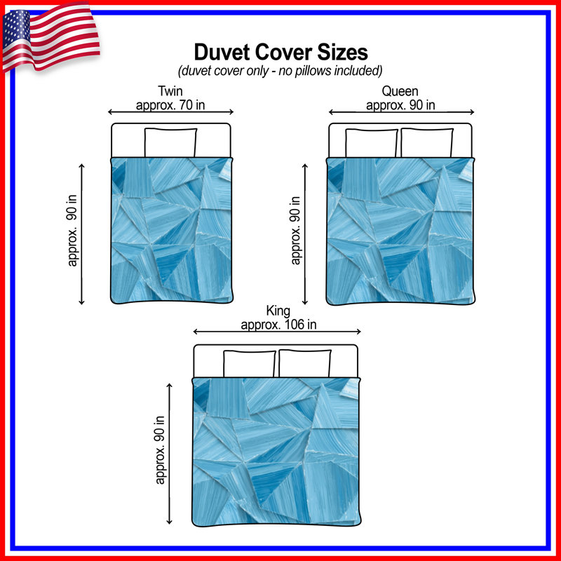 Blue Triangular Shapes Duvet Covers, Queen