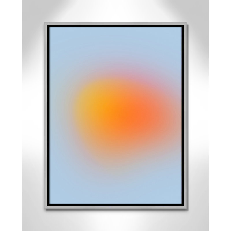 Imprimé néon orange brillant, Encadrement argenté, Pas de tapis, H 25,5 po x l 19,5 po x P 2 po