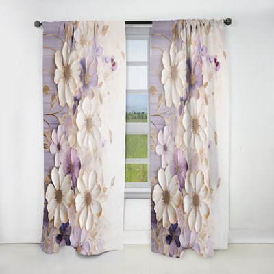 Ornements violets I beige et mauve - Rideau traditionnel - Velours obscurcissant - 1 panneau