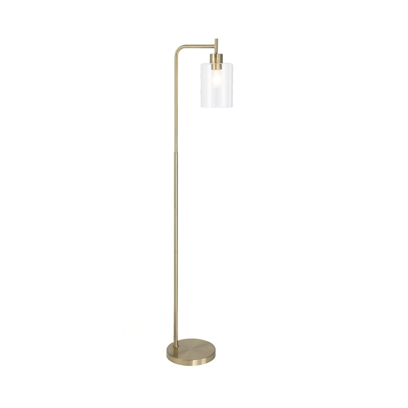 Lampe sur pied arquée en métal 61 po avec abat-jour en verre Liza pour les salons, les chambres et les bureaux