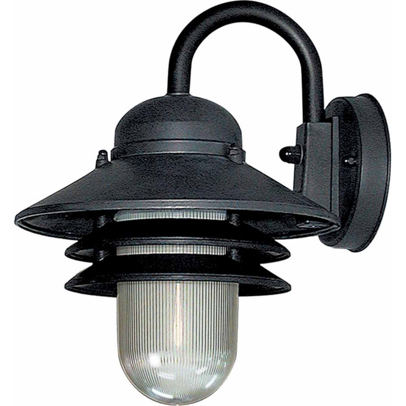1-Light Outdoor Black Polypropylene Outdoor Wall Lantern with Prismatic Lens , Black