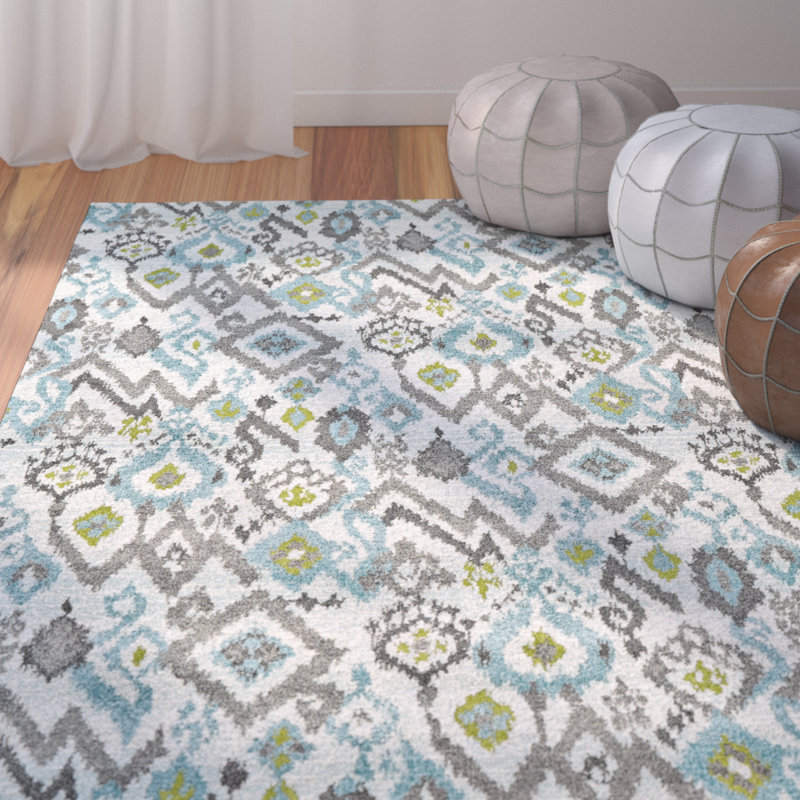 Ikat Area Rug in Stillwater Blue, Rectangle 1'8" x 2'10"
