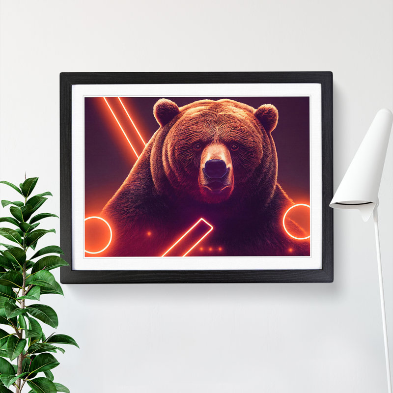 Futuristic Bear - Single Picture Frame Print, Black Framed, 46cm H x 64cm W x 2cm D