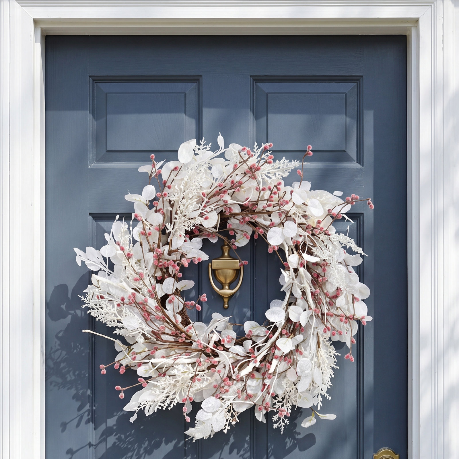 22" Artificial Frozen Berry Christmas Winter Wreath For Front Door