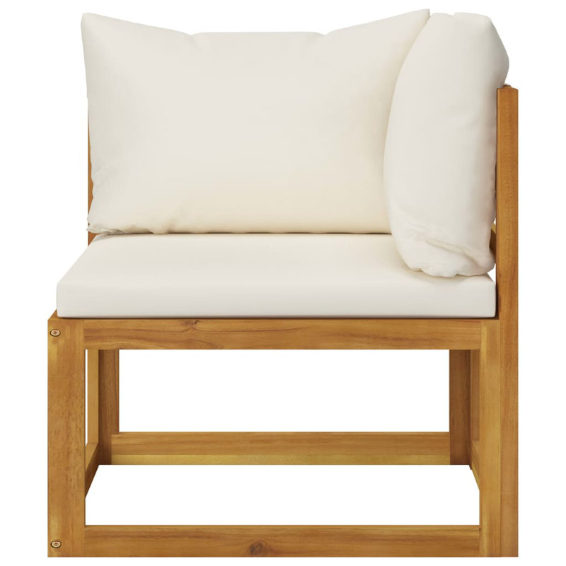 Chaise longue 4 pièces avec coussins, Crème