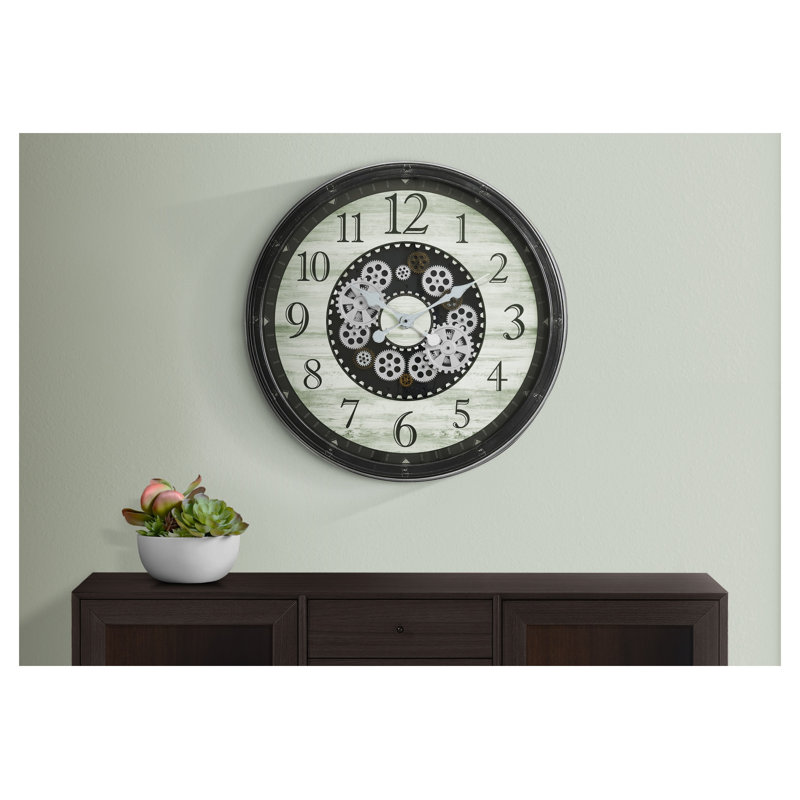 Très grande horloge murale 30 po avec mécanisme de déplacement - verre trempé brun et métal