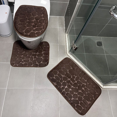 seat cushion 3-piece Bathroom Carpet Super Soft Non Slip Bathtub Carpet And Absorbent Bath Mat Bathroom Carpet Bath Mat For Bathroom