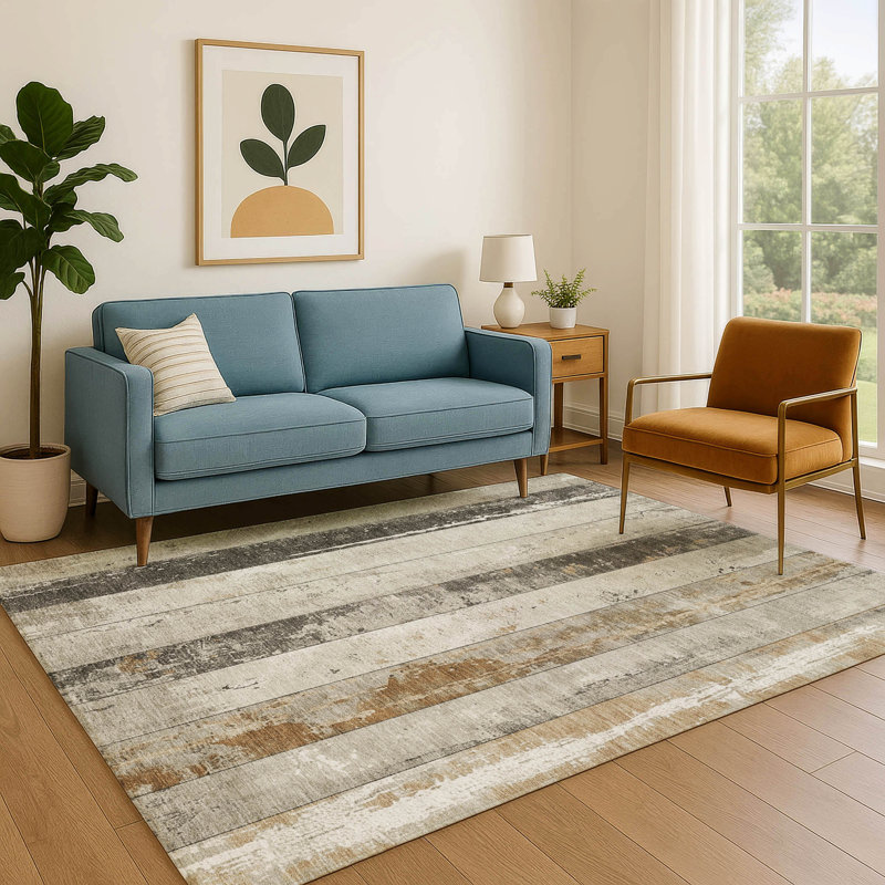 Premium Machine Washable Chelston AMF1868 Stripes Rug, Rectangle 10' x 14'