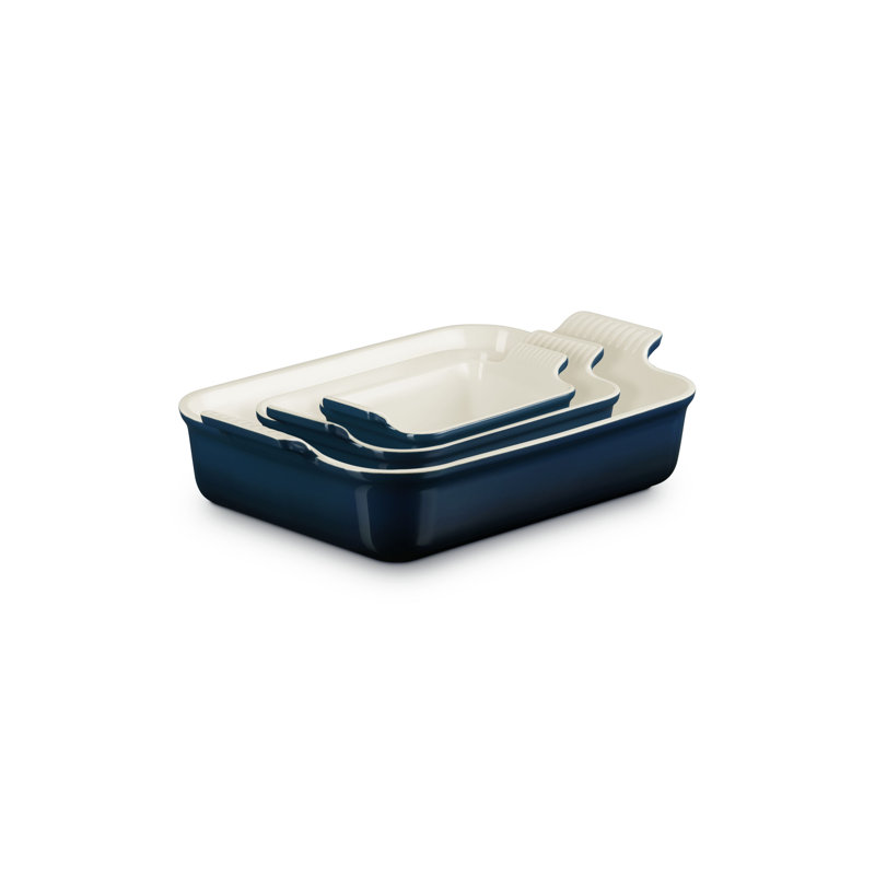 Le Creuset Stoneware Heritage 3-Piece Rectangular Baking Dish Set -  Nuit