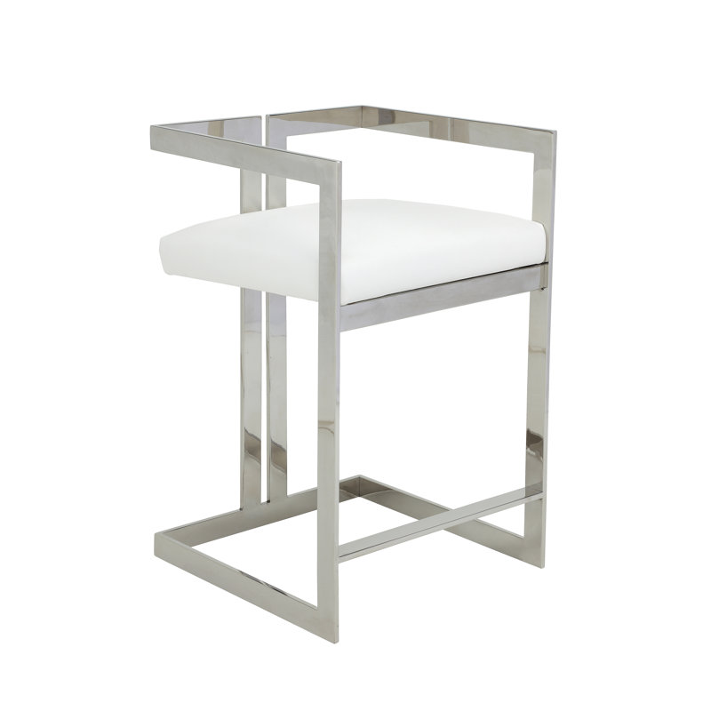 Tabouret de comptoir avec repose-pieds Kenzie, Tabouret de comptoir (siège d'une hauteur de 25,5, Argent argent