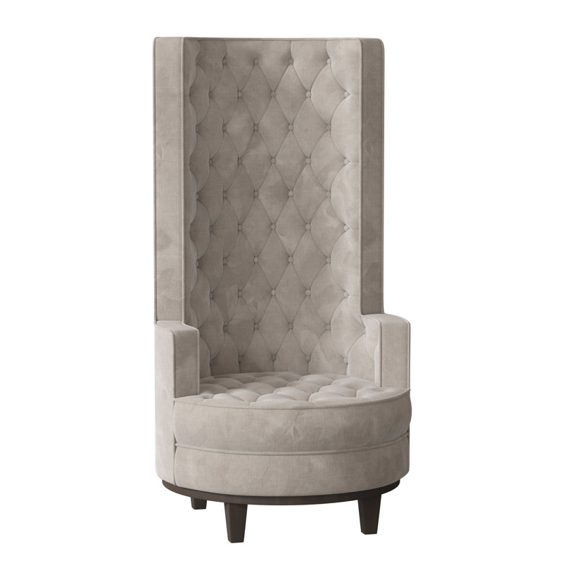 Norma Tufted Wingback Chair, Sachi Ricepaper, Brown Mahogany