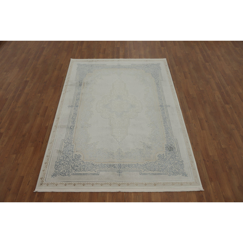 Tapis élégant de style rétro avec bordure complexe 5 x 7