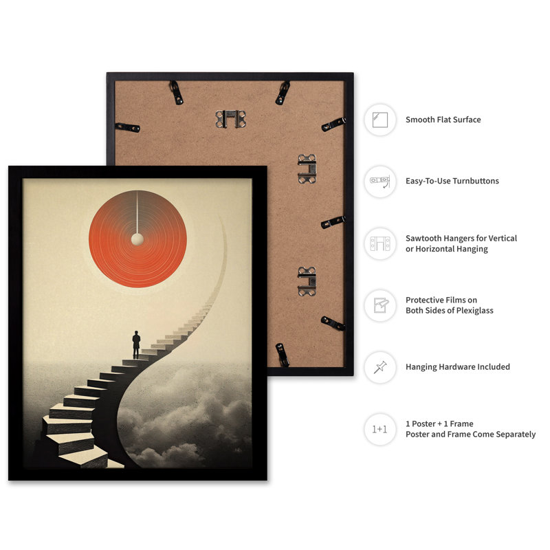 Escalier Trippy, Black Framed, Poster, 12"H x 16"W