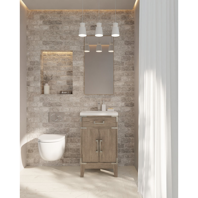 Meuble-lavabo simple en acrylique l 20 po x P 18 po Laurel, Chêne gris