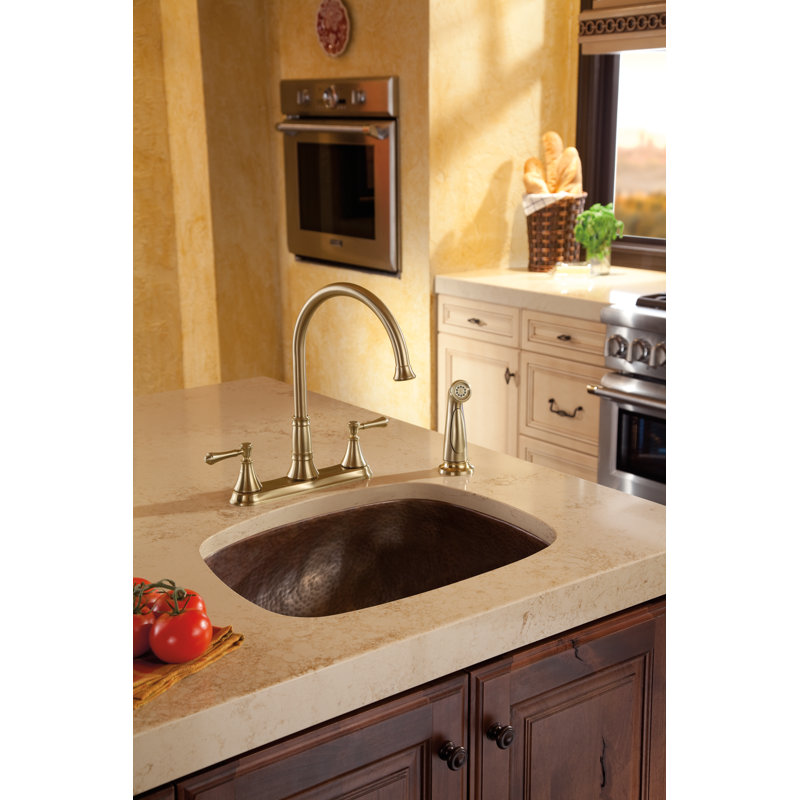Cassidy Double Handle Kitchen Faucet with Side Spray, Brilliance Champagne Bronze