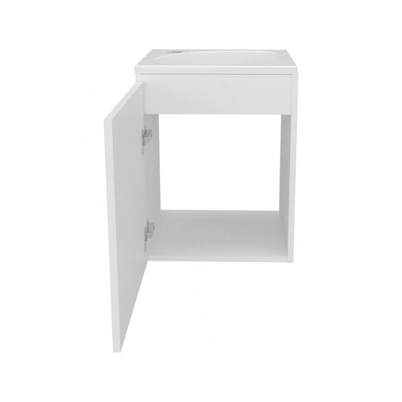 Meuble-lavabo de salle de bain avec lavabo, 1 porte, Blanc