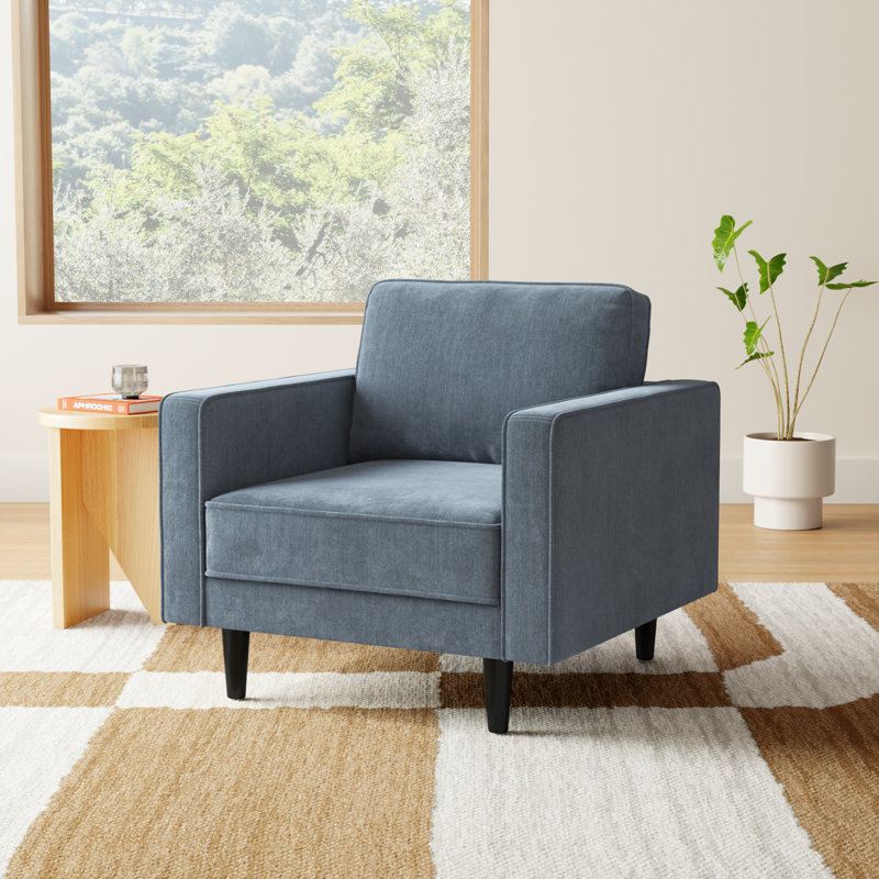 Curt Upholstered Armchair, Blue Performance Chenille