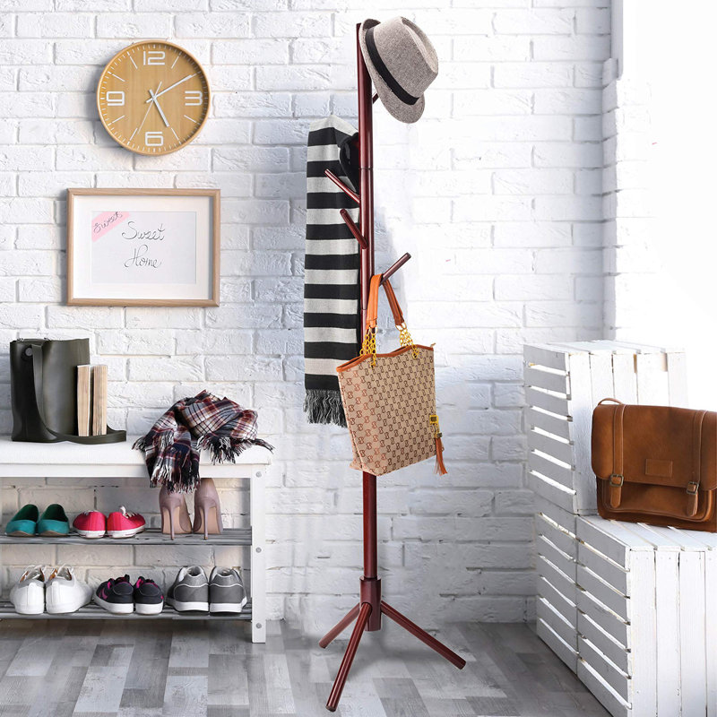 Freestanding wooden coat rack, Cherry
