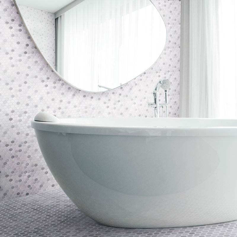 Mosaïque en verre recyclé hexagonal Spectrum Classic Blend, Gris