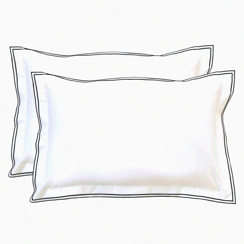 Luxury Cotton Embroidery Pillowcase Set - Soft & Breathable Pillow Covers with Elegant Trims - 20x36 Inches - Good Feeling Shams - 100% Cotton