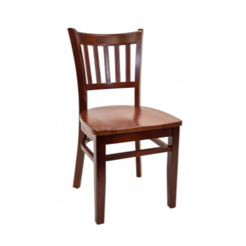 Chaise d’appoint à dossier à lattes en bois massif, Acajou foncé