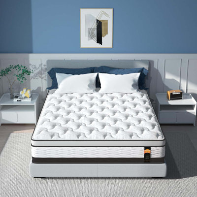 Très grand matelas hybride 12 po dans une boîte, mousse viscoélastique infusée de gel rafraîchissant et matelas à ressorts ensachés, mi-ferme, 76 po x 80 po