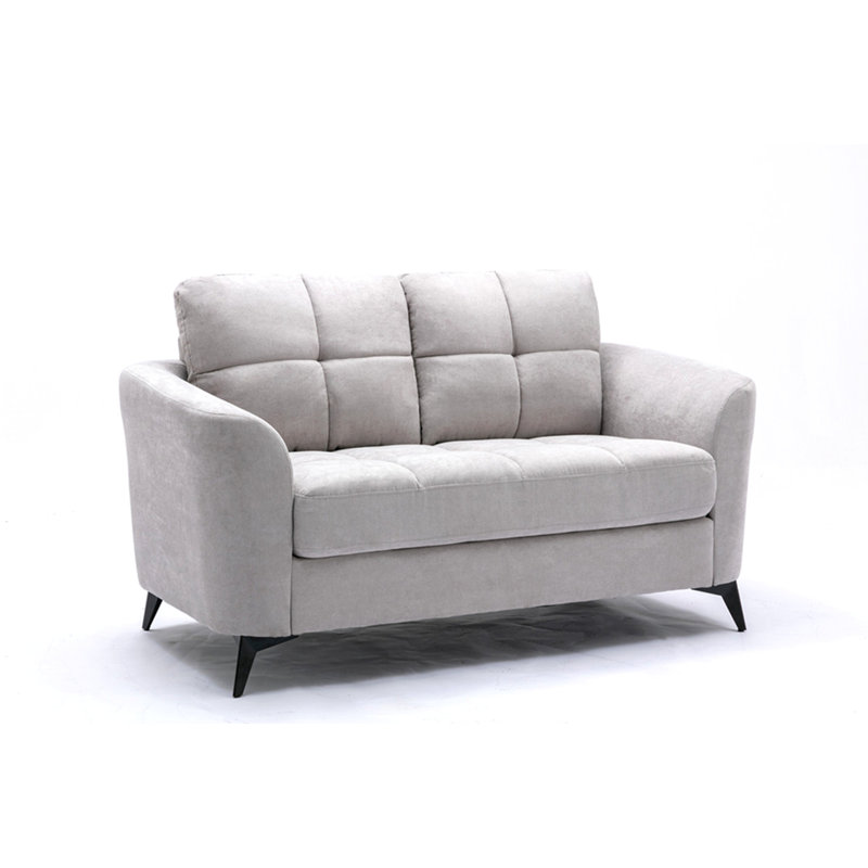 Callie 60" Light Grey Woven Fabric Loveseat, Velvet
