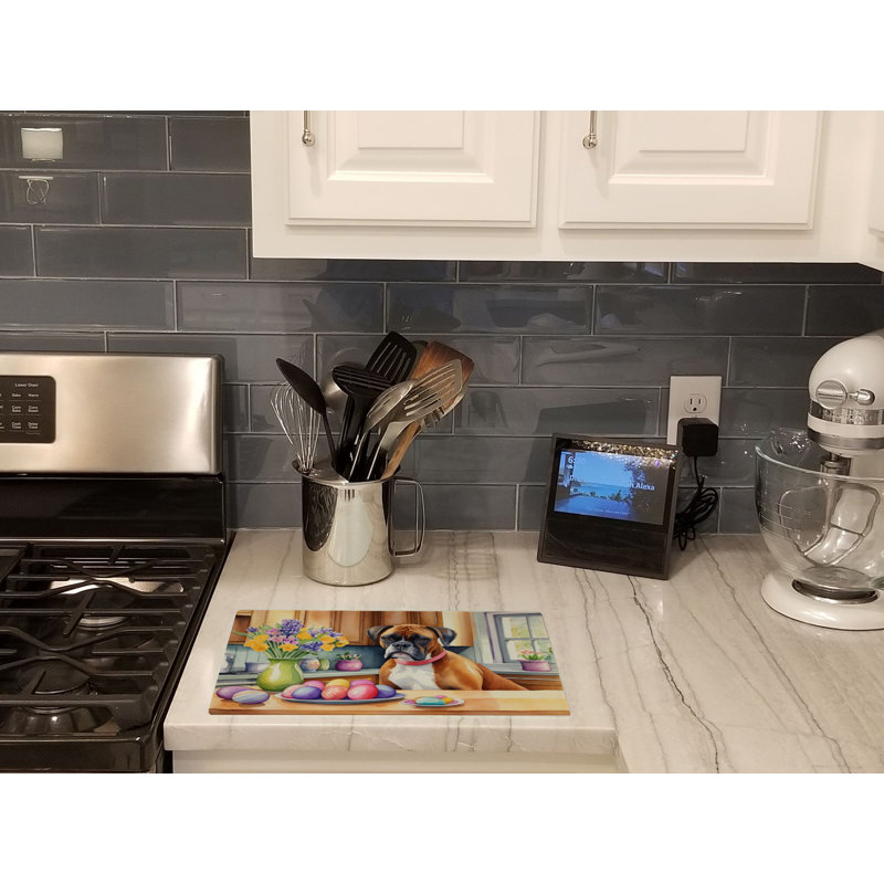 Decorating Easter Boxer Glass Cutting Board