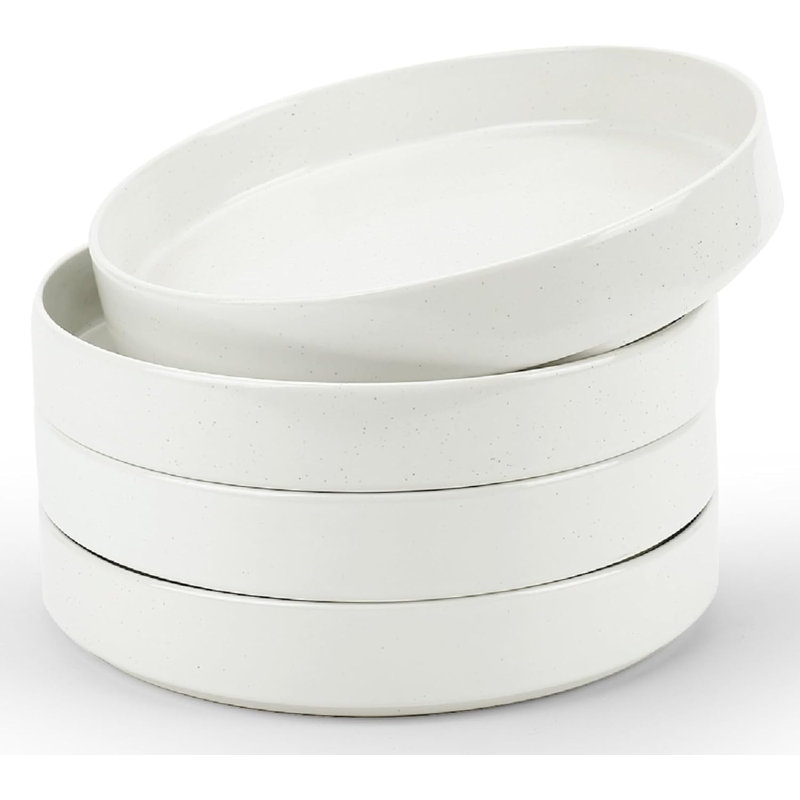 4-Piece Stoneware Pasta Bowl Set- Service For 4, White
