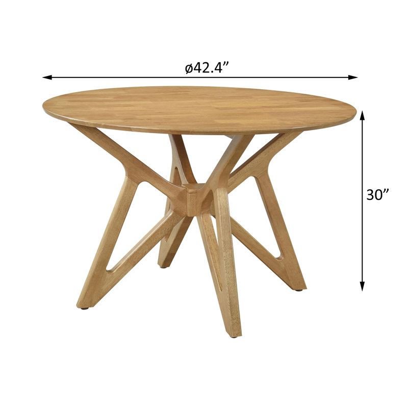 Round 42-inch Solid Wood Dining Table Light Walnut