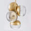 Luminaire suspendu en forme de globe 4 lumières, lustre Mid-Century doré avec verre nervuré, plafonnier convertible semi-encastré réglable