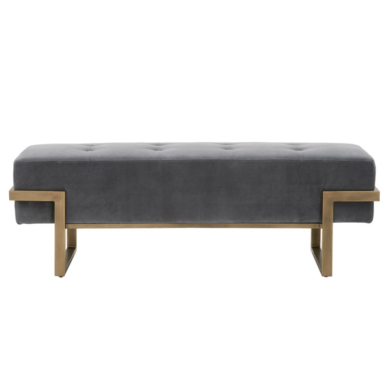 Chessman Upholstered Bench, Blush Gray Velvet
