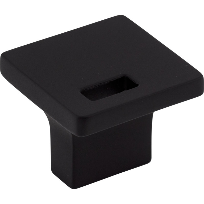 Flat Black Square Modern Cabinet Knob with Mounting Hardware