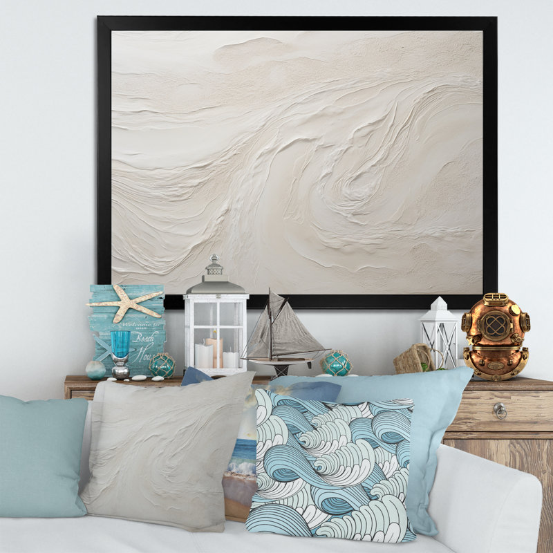 «Modern Beach Beige Sand Charm I», impression sur toile de bord de mer, impression sur toile, H 24 po x l 32 po, Noir
