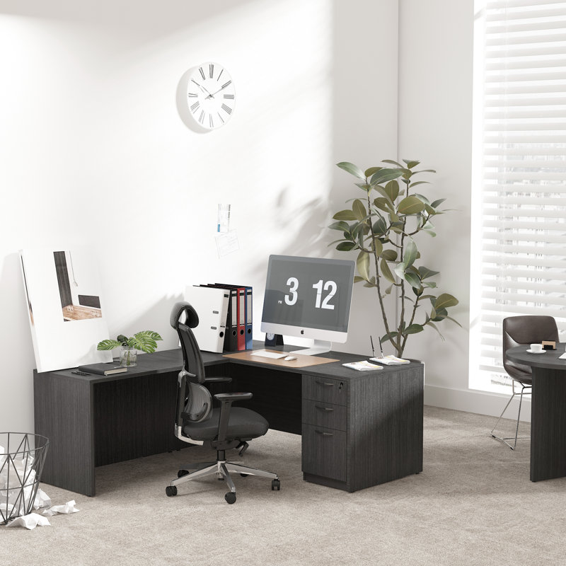 L-Shaped Executive Desk, Gray