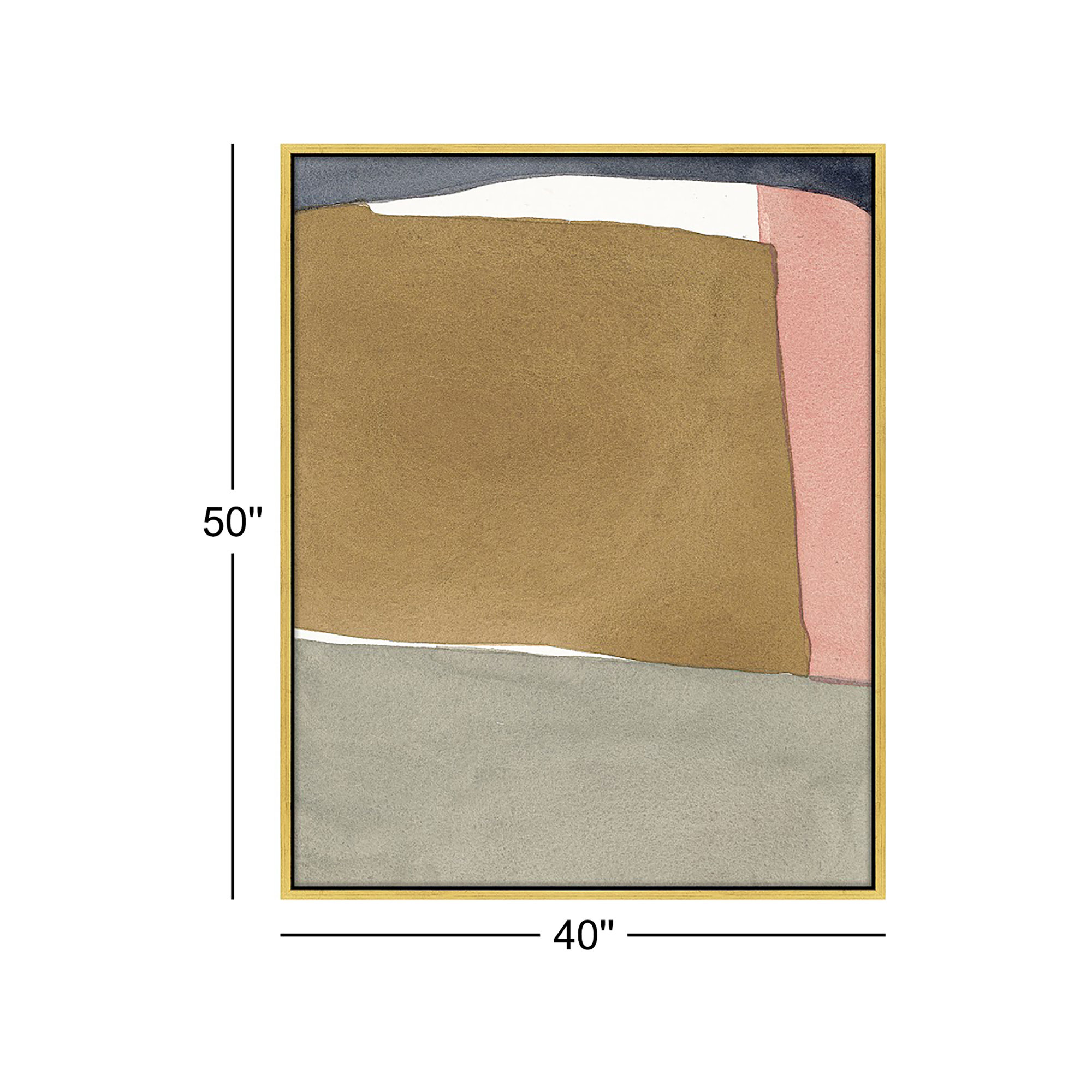 Natual Pink Set Of 2 by Julia Balfour, White Framed Canvas, 50" H x 40" W x 1.4" D, Gold