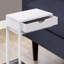 Table d'appoint, en forme de C, bout, côté, collation, tiroir de rangement, stratifié, métal, contemporain, moderne-2055147540-2055147543