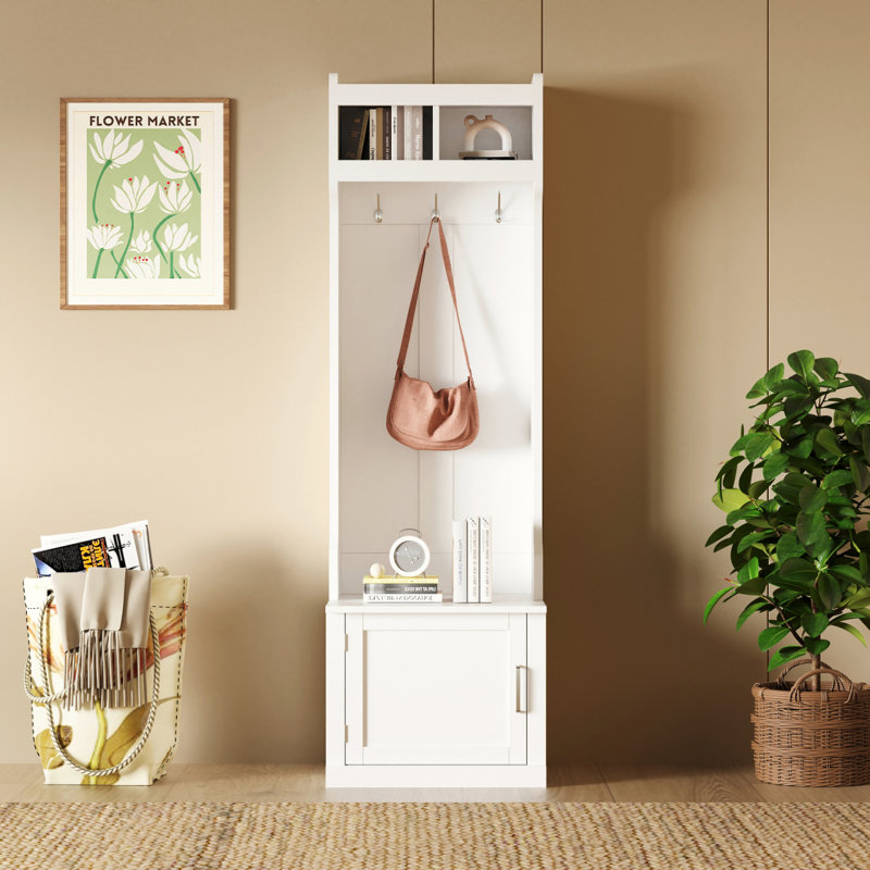 Arbre d'entrée Campesina avec banc et rangement pour chaussures, Blanc
