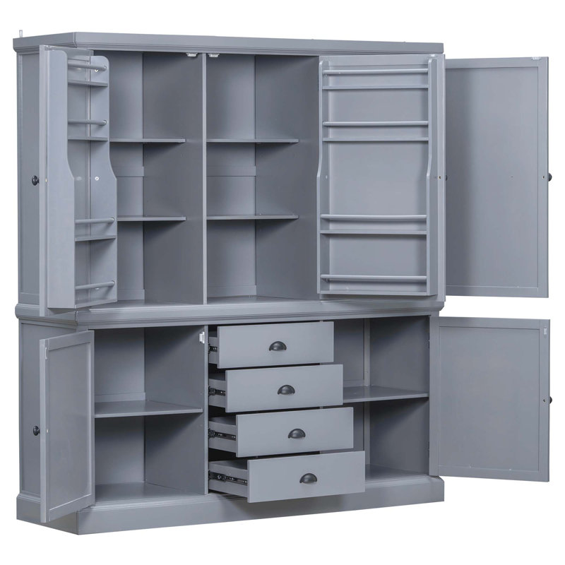 Armoire de cuisine 73 po avec rangement et garde-manger autoportants en bois 73 po, Gris