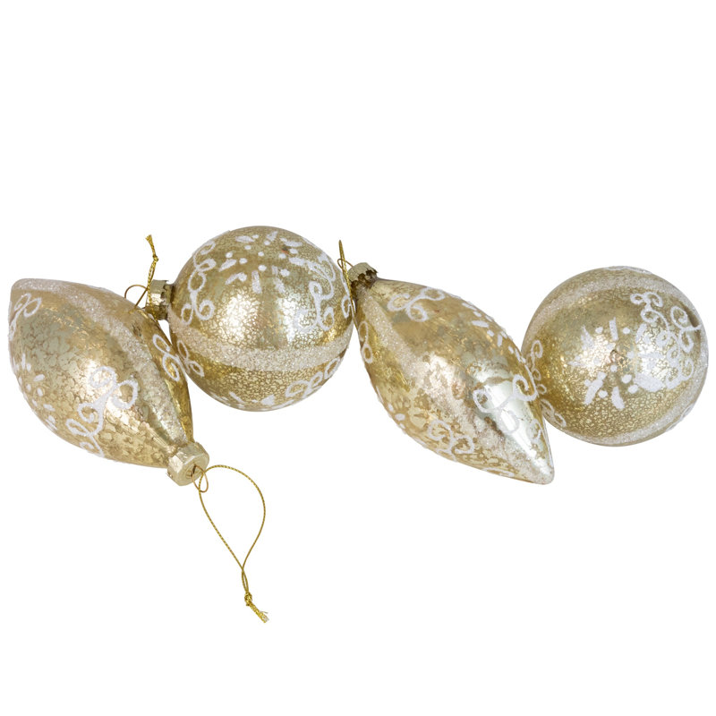 Ornements en forme de boule de Noël en verre doré et argent 4 carats 2,75 po (70 mm)