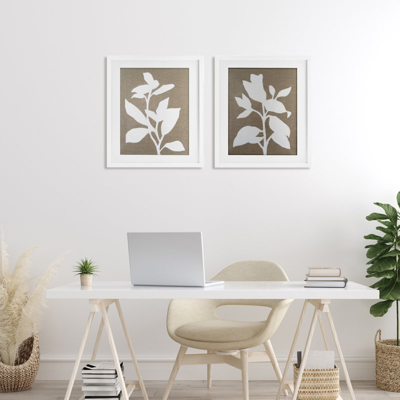 Ensemble de 2 impressions encadrées sous verre Frosted Linen Botanicals, design par Vanna Lam, H 21 po x l 17 po