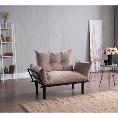 Metal Frame Futon Love Seat In Beige, 49in Depth, 24in Width, 35in Height, 30lb Weight Beige Seat, 49.49 In. 24.68 34.48 30.49 Lb.