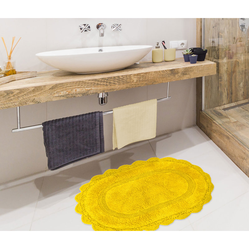 Winfree Cotton Non-Slip Bath Rug, Yellow, 30" W x 20" L