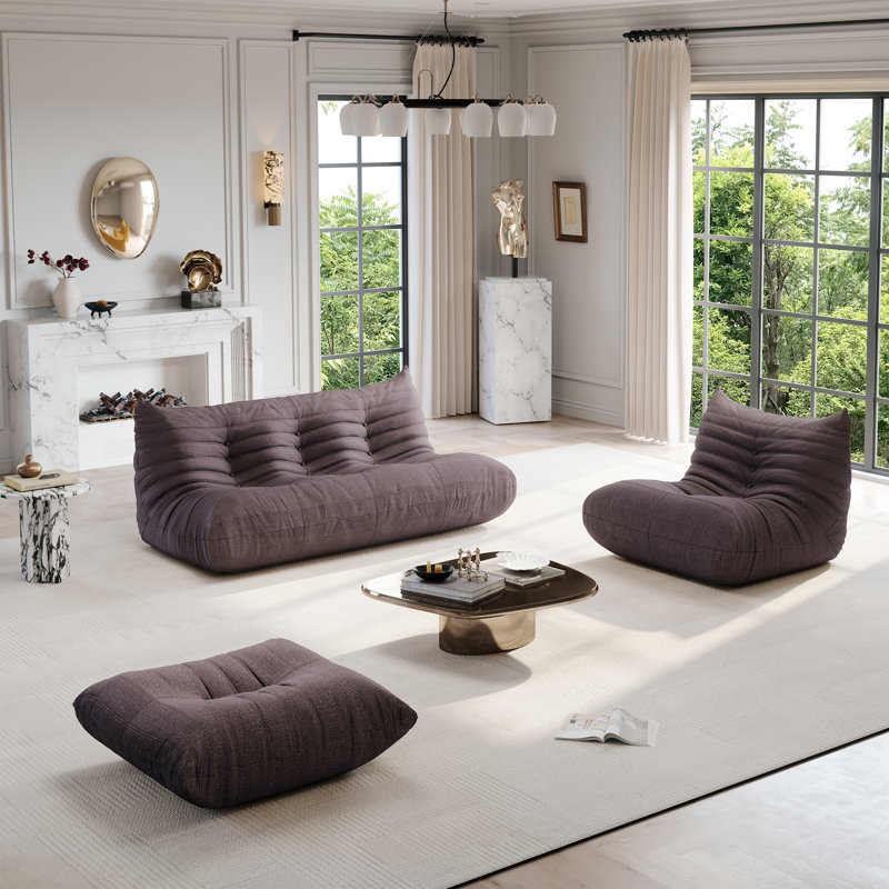 Lazy Sofa, Upholstered Armless Sofa, Fireside Bean Bag Chair Lounger,  Compression Floor Sofa Modern Comfy Bean Bag Sofa Couch in Multiple Colors for Living Room Bedroom Apartment